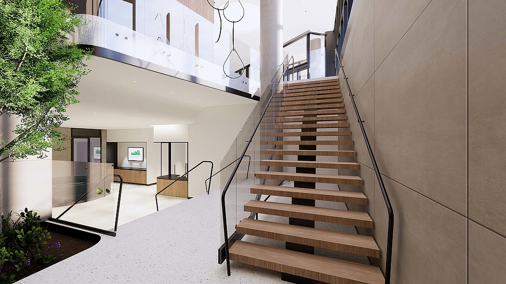 A staircase in a building.